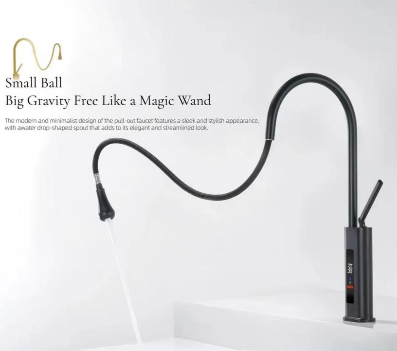 Faucet Pawon Tarik Lubang Tunggal kanthi Tampilan Digital